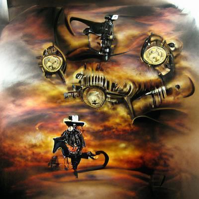 Steampunk Cowboy in Airbrush Style