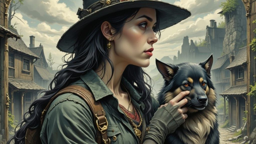 Wanderer Meets Mysterious Figure in Deserted City