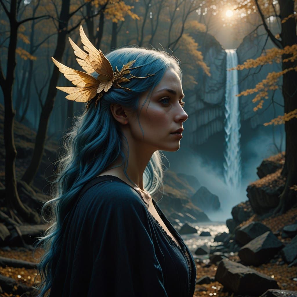 Ethereal Gothic Goddess in Golden Light