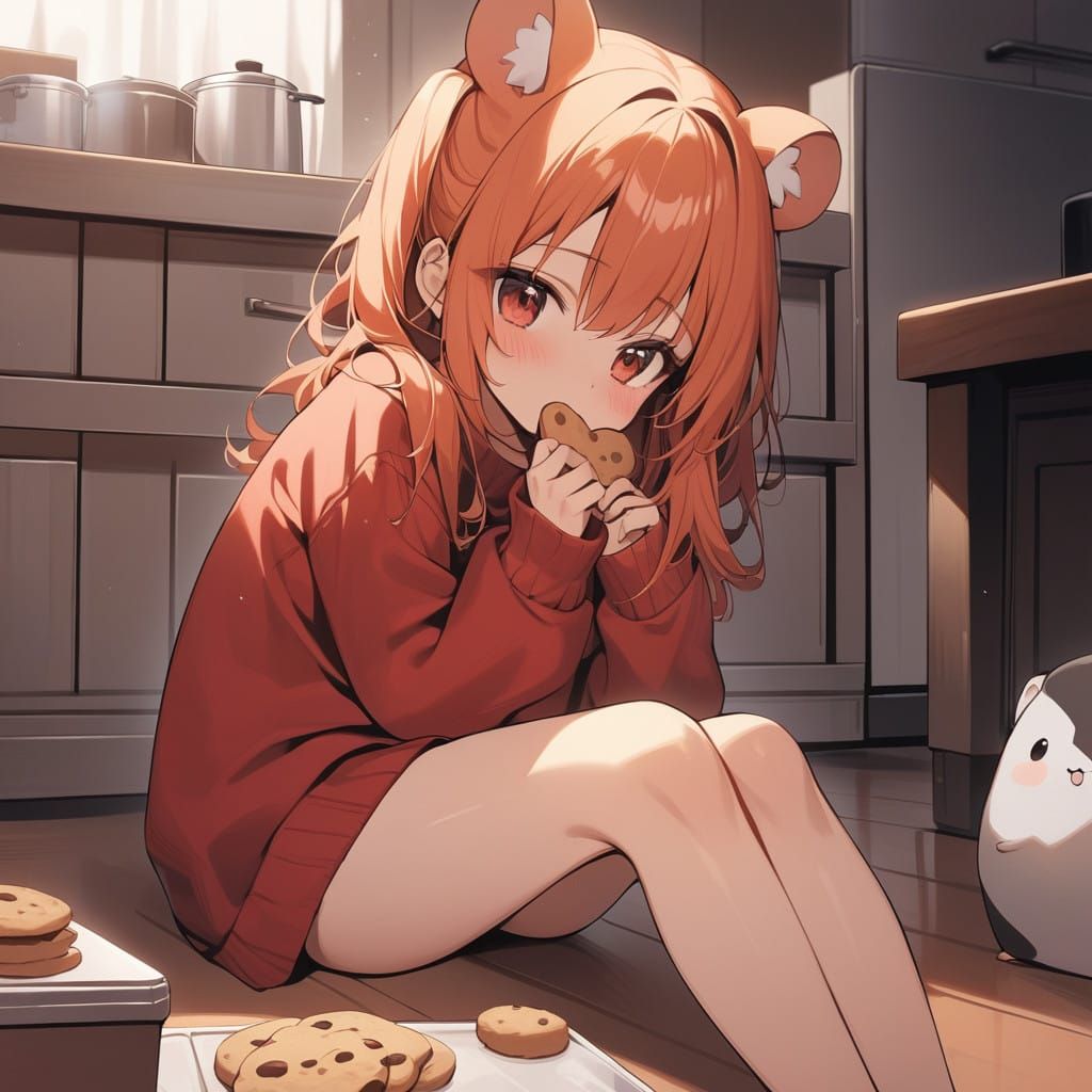 Cute Hamster Girl Enjoys Sweet Treat