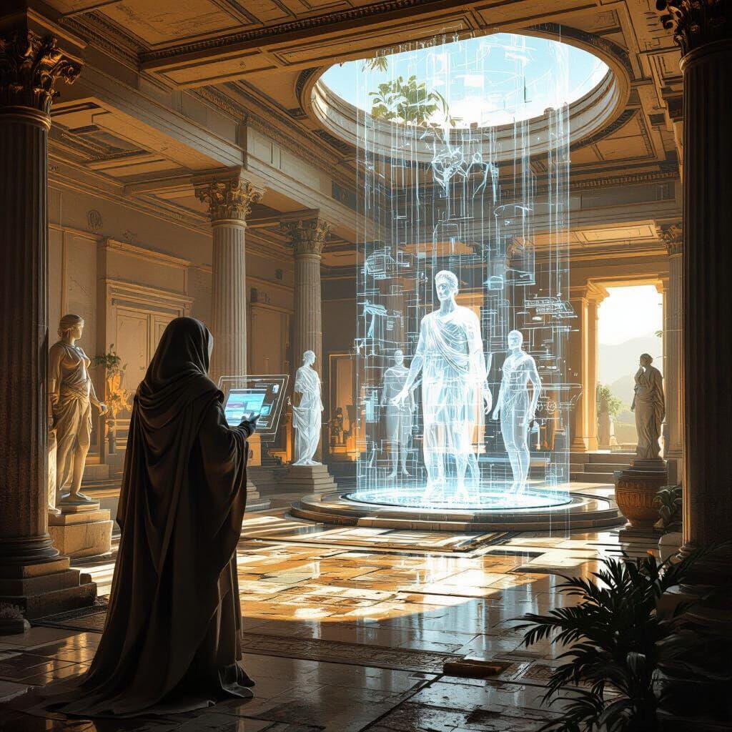 Futuristic Archaeologist and Frozen Roman Villa