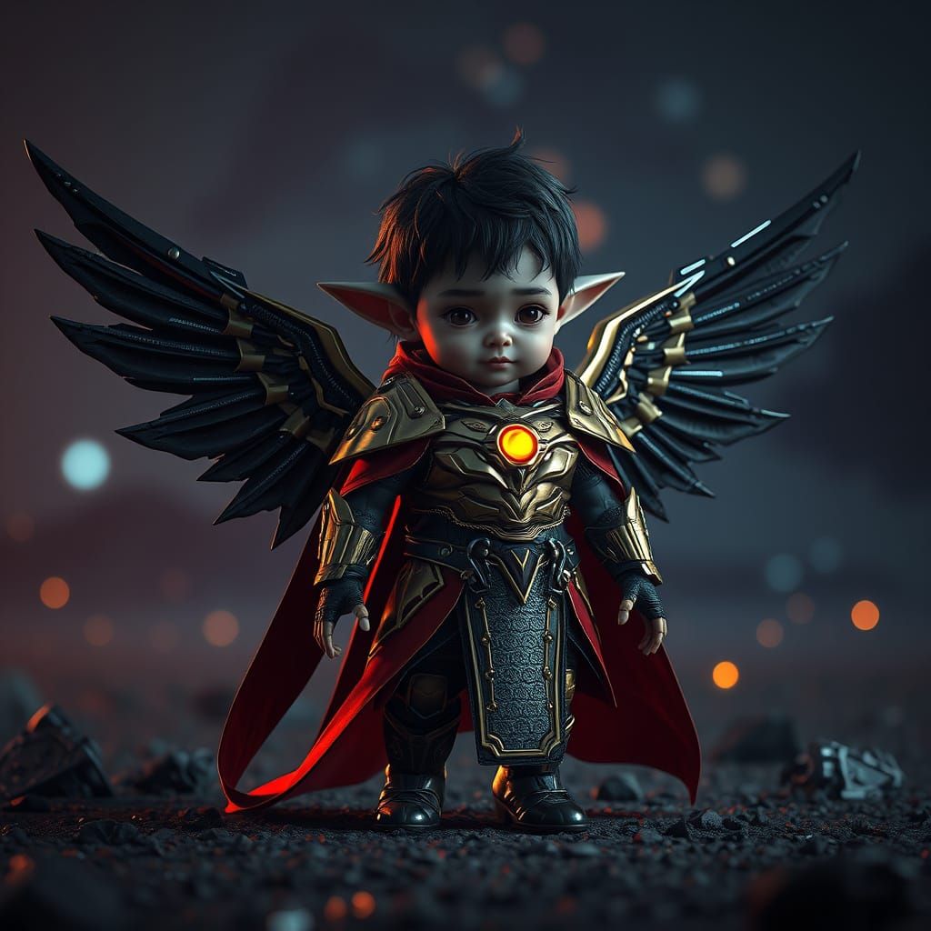 Cyberpunk Angel Shines in the Night