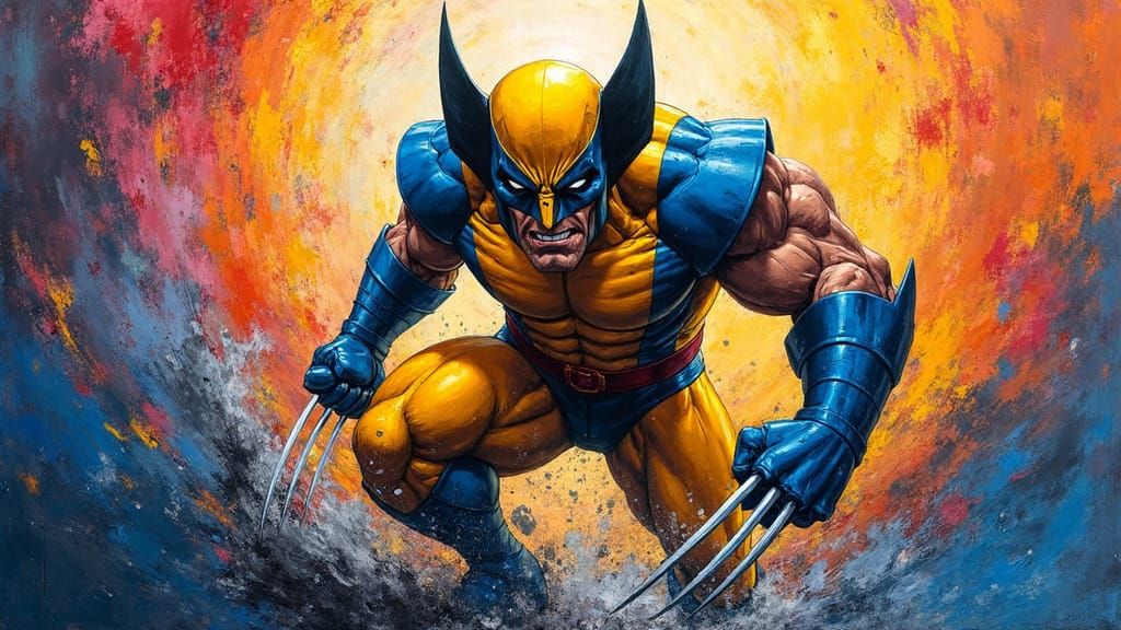 Vibrant Abstract Art Piece in Yellow and Blue