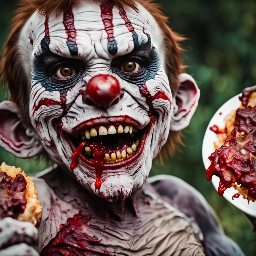 Disturbing Zombie Clown Toddler Feast: Cinematic Still