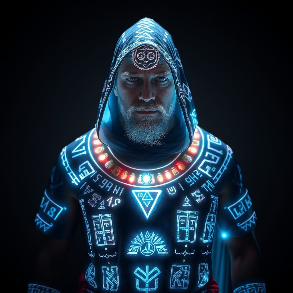 Man in Shaman Cape of Prismatic Light