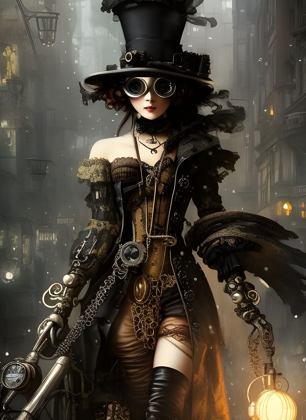 Steampunk Lady Portrait in Victorian Setting