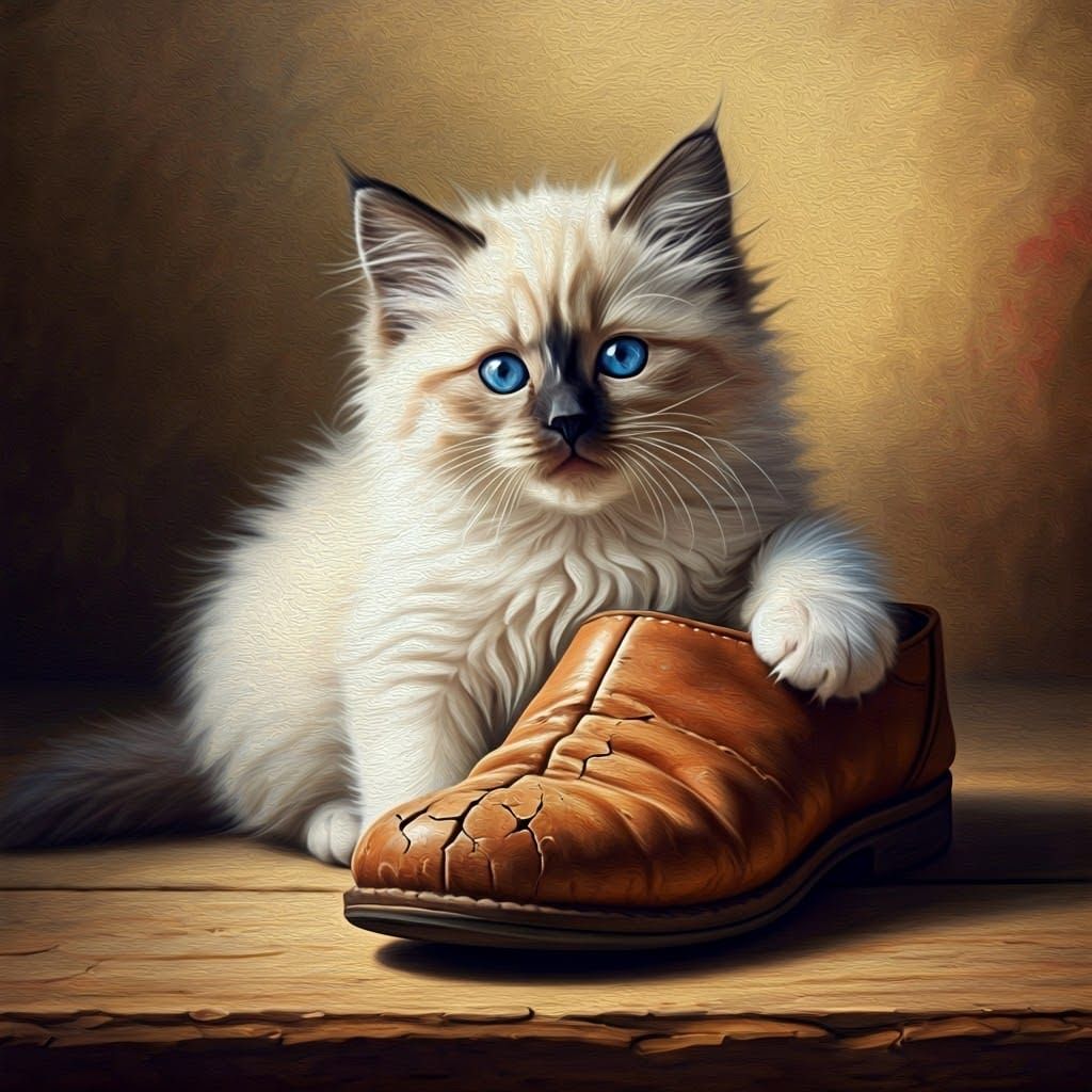 Whiskered Kitten in Cozy Domestic Scene