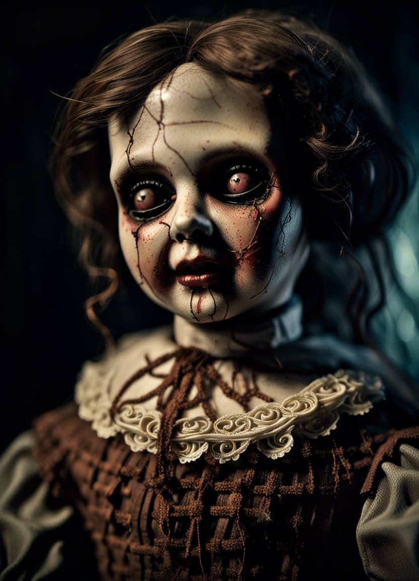 Demonic Victorian Doll: Hyperrealistic Concept Art
