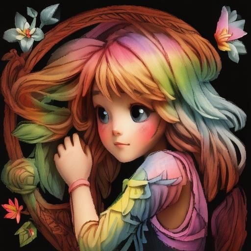 Cute Dog in Digital Art Lily Garden