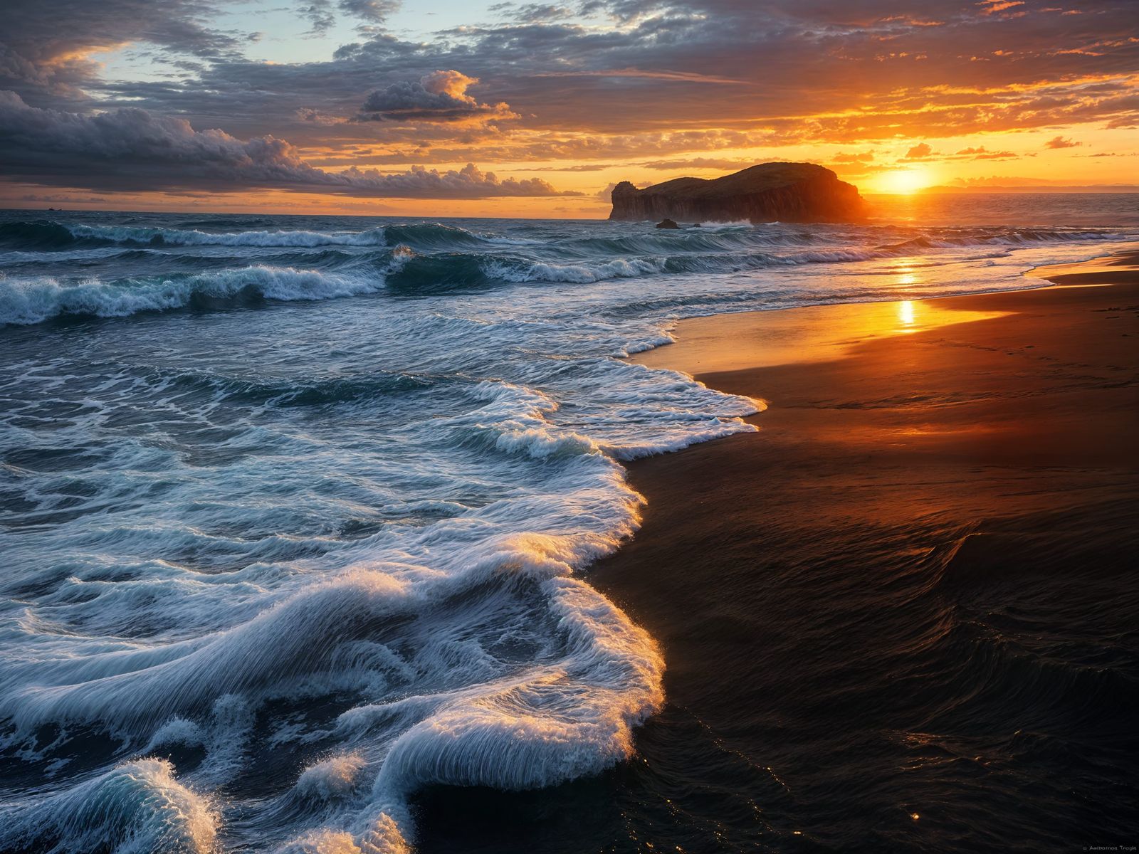 Surreal Seascape Harmony in Soft Golden Light