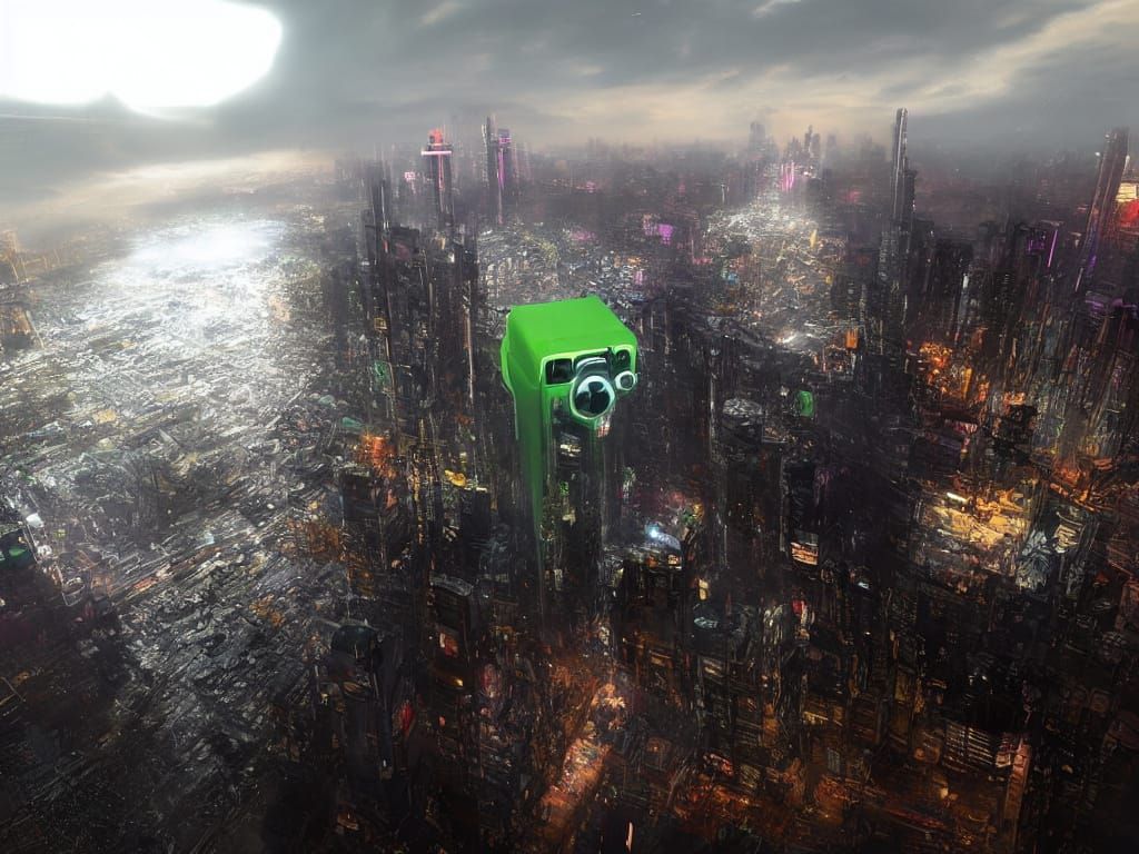 Girl in Dystopian Metropolis