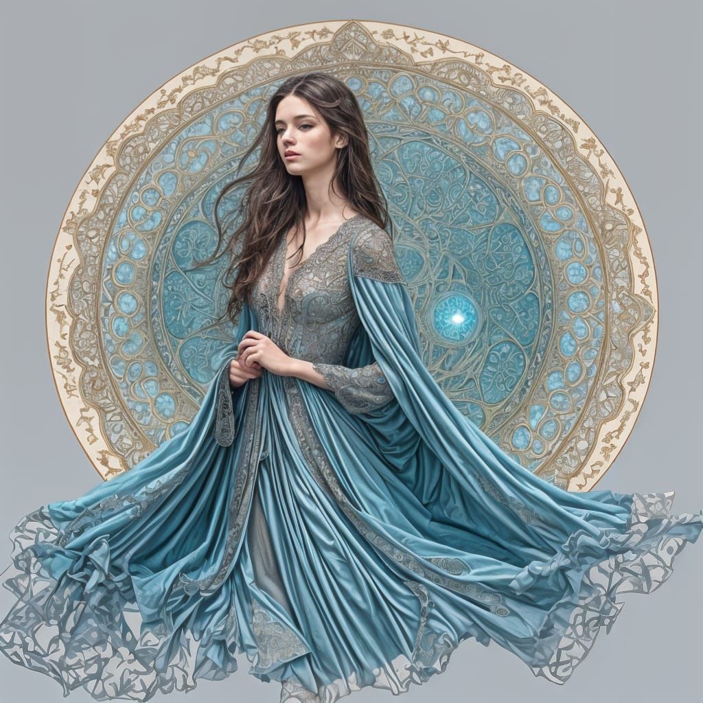 Girl in Fractal Lace Robe