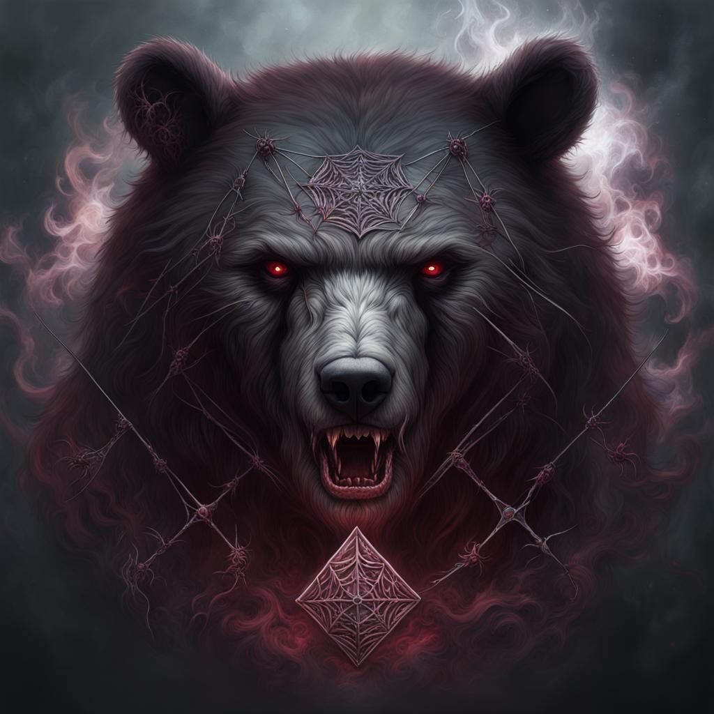 Cursed Slavic Bear Portrait in Surrealist Style