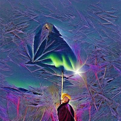 Mystical Figure Bathed in Northern Lights