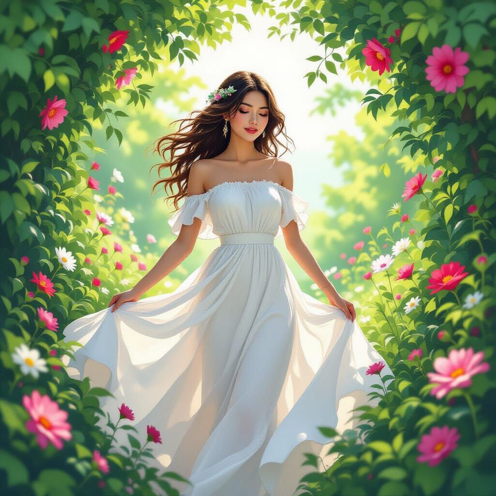 Woman in White Dress: Hope and Love in Dreamy Style