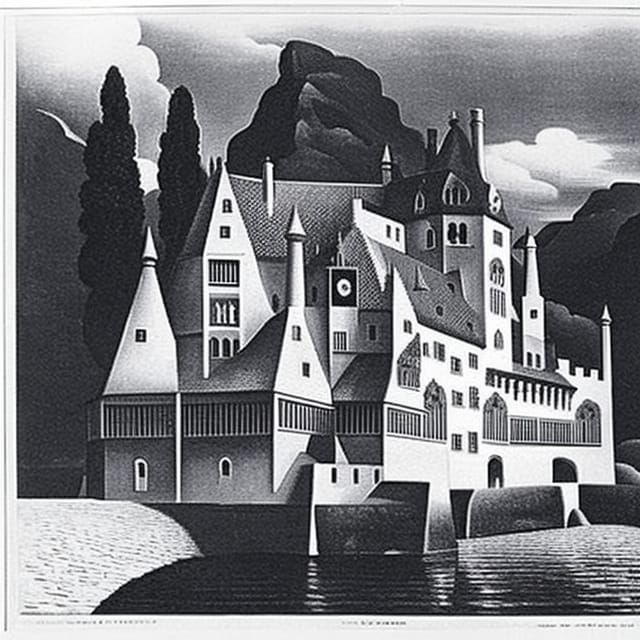 Surreal Castle Inspired by Escher's Impossible Geometry