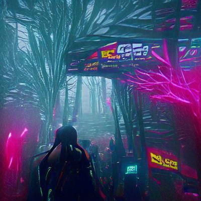 Neon Forest in Cyberpunk 2099 Style