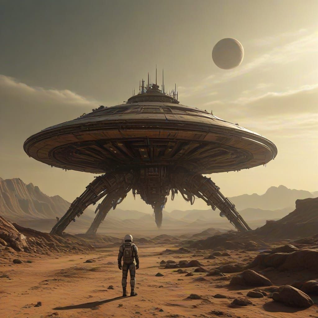 Steampunk Astronaut on Desolate Alien World