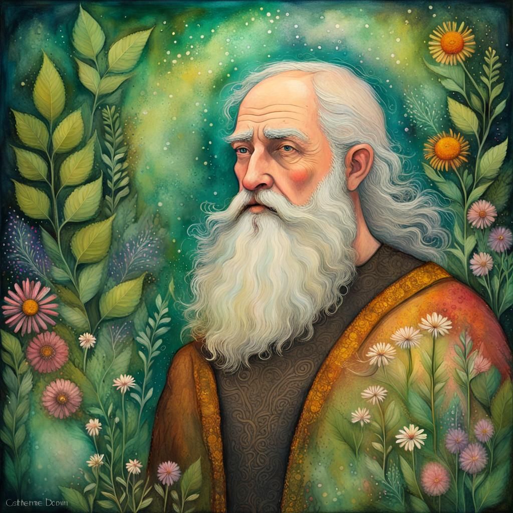 Celtic Giant in Spring-Inspired Mixed Media Art
