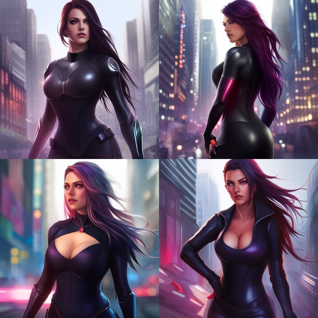 Cyberpunk Superhero Portrait of a Curvy Girl