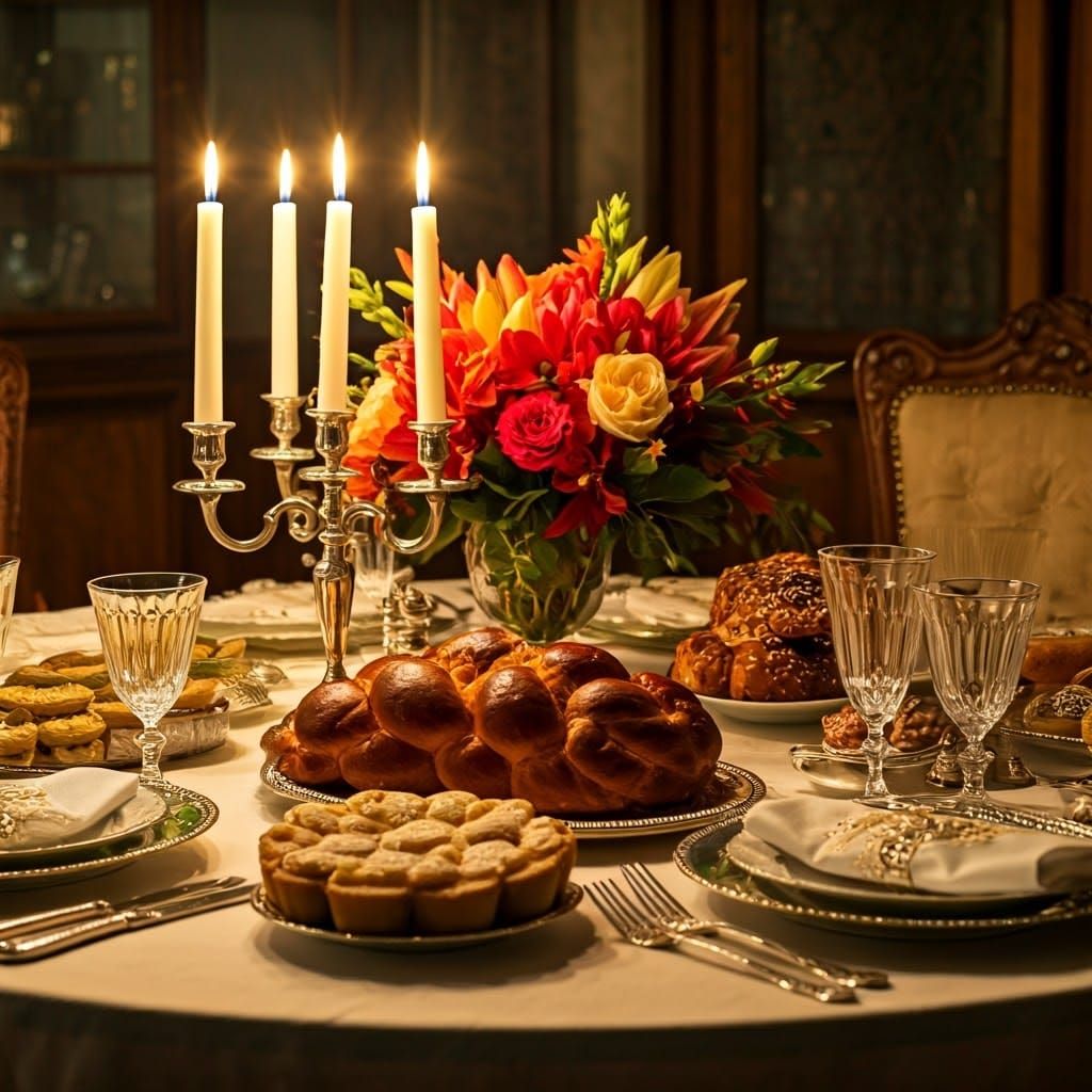 Luxurious Shabbat Table Setting in Elegant Style