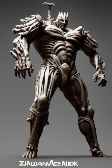 Muscular Biopunk Monster Knight in 3D Rendering