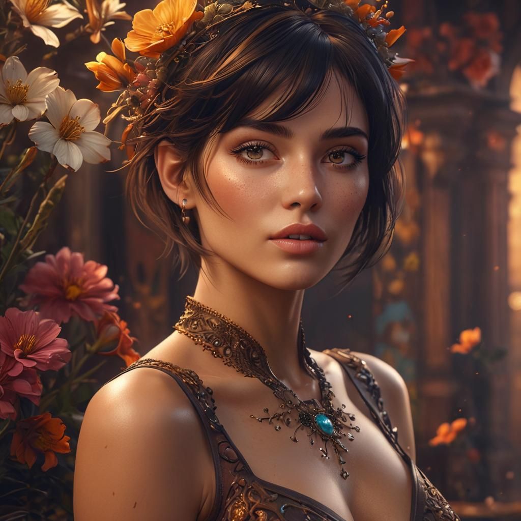 Graceful Woman with Expressive Eyes in Matte Painting Style