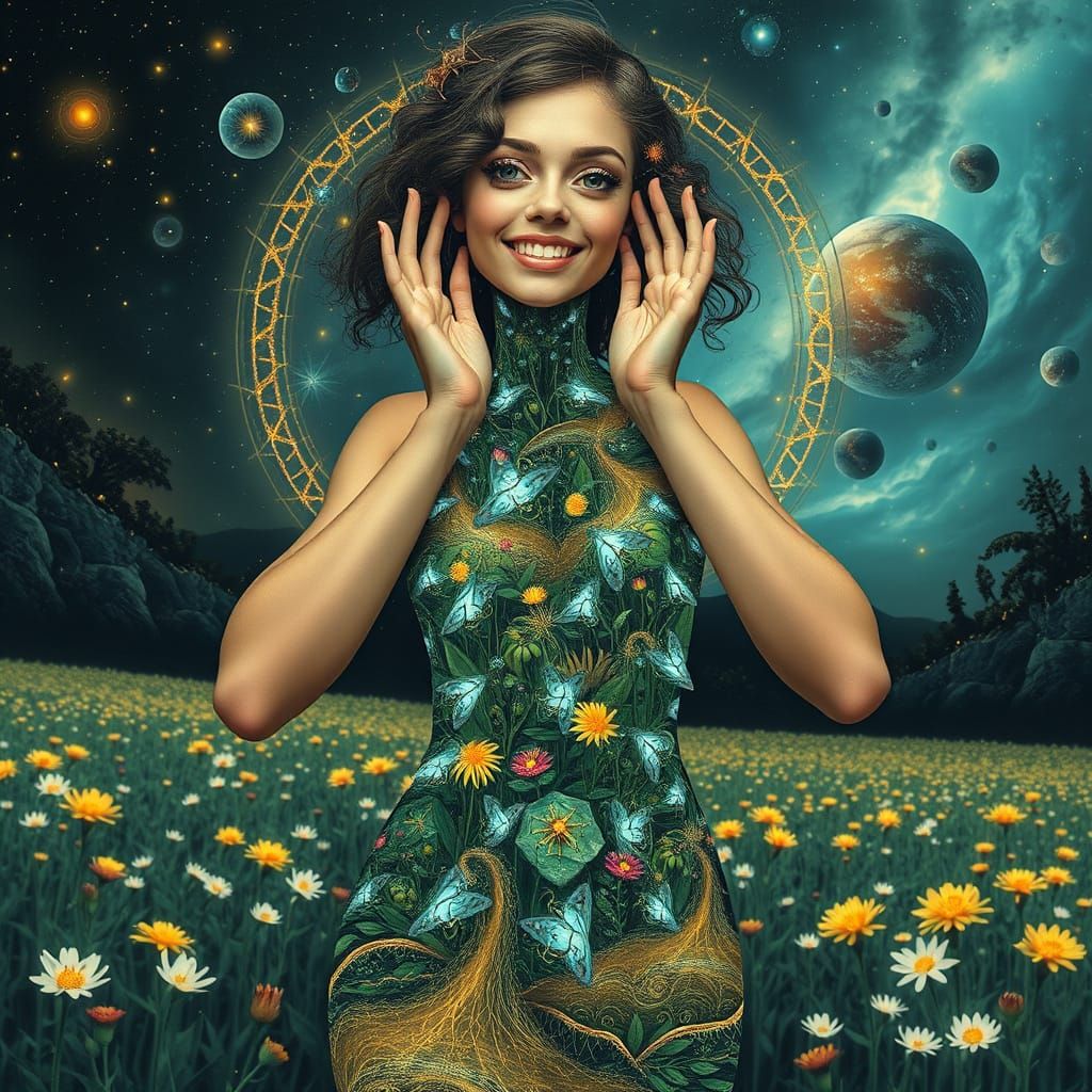 Bio-Art Collage: Woman as Interconnected Ecosystem