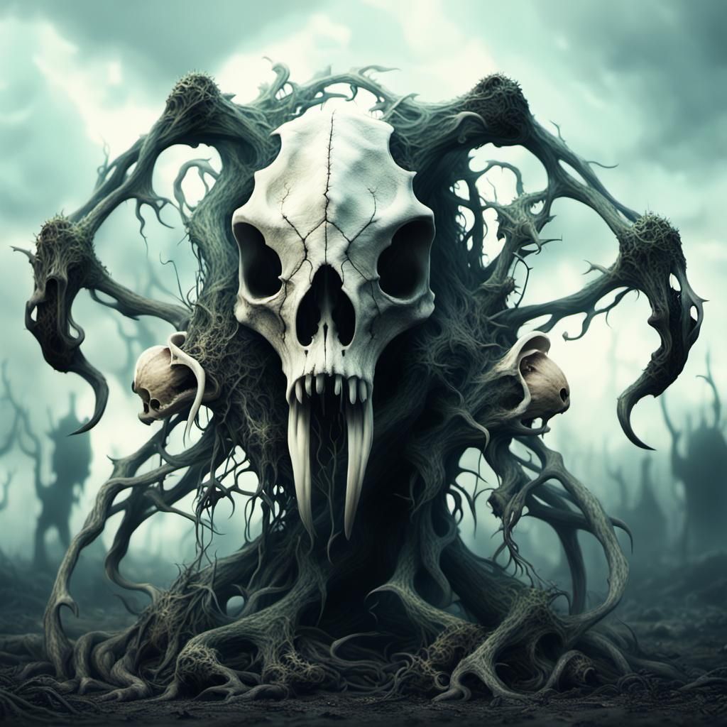 Surreal Gothic Horror: Extraterrestrial Skull Creature