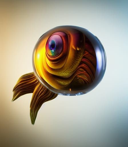 Alien Fish Encased in Crystalline Glass: Hyperrealistic Phot...