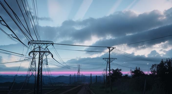 Electrical Power Lines Meet Synthwave Modular Synthesizer