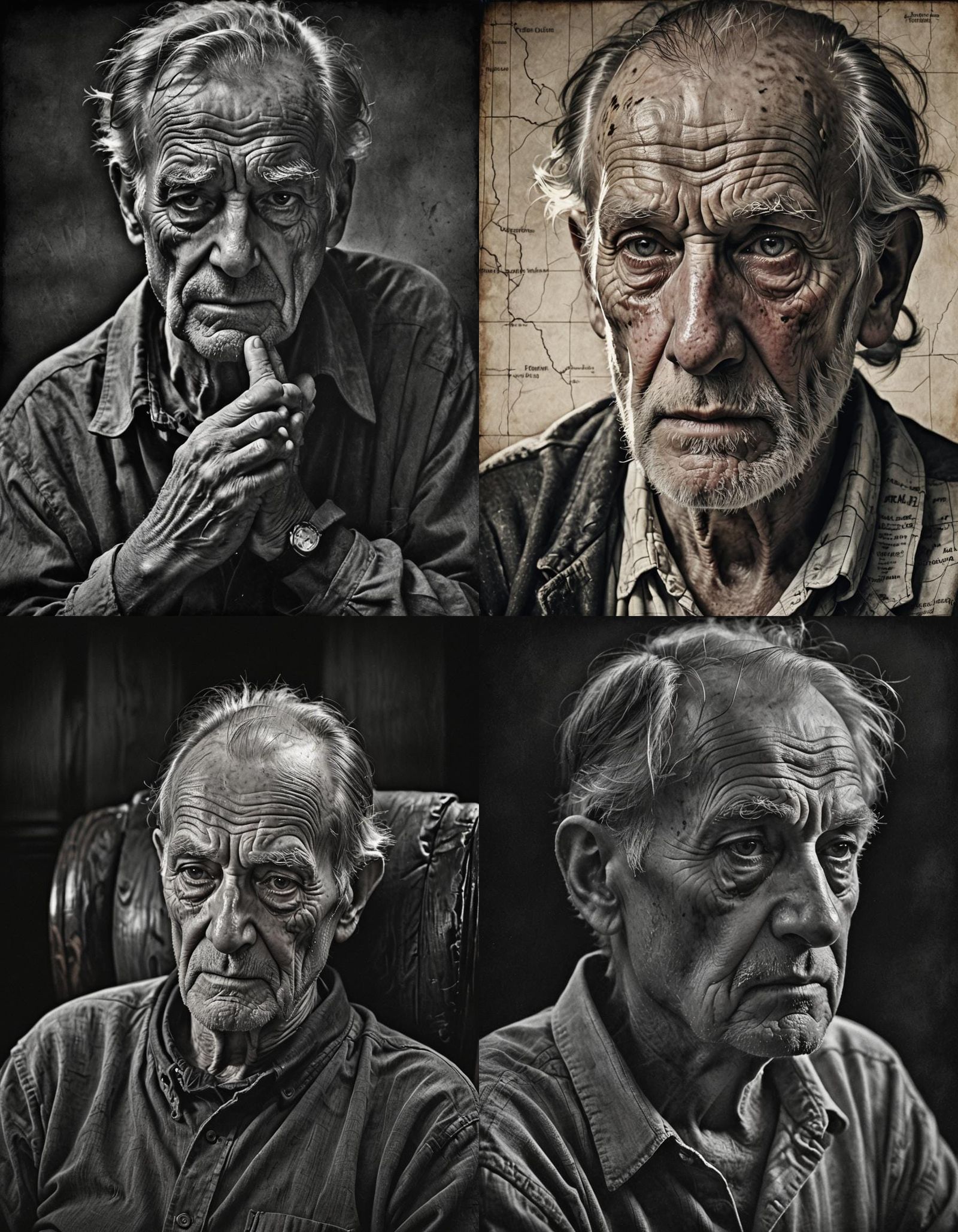 Photorealistic Portrait of a Sitting Old Man