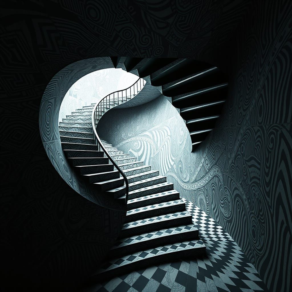 Impossible Staircase Inspired by Escher and Dali