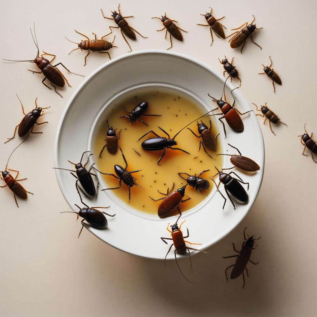 Bugs Infesting a Bowl of Soup