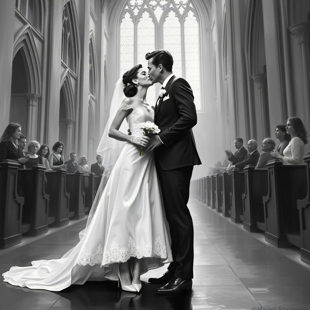 Audrey Hepburn and William Holden Wedding Portrait