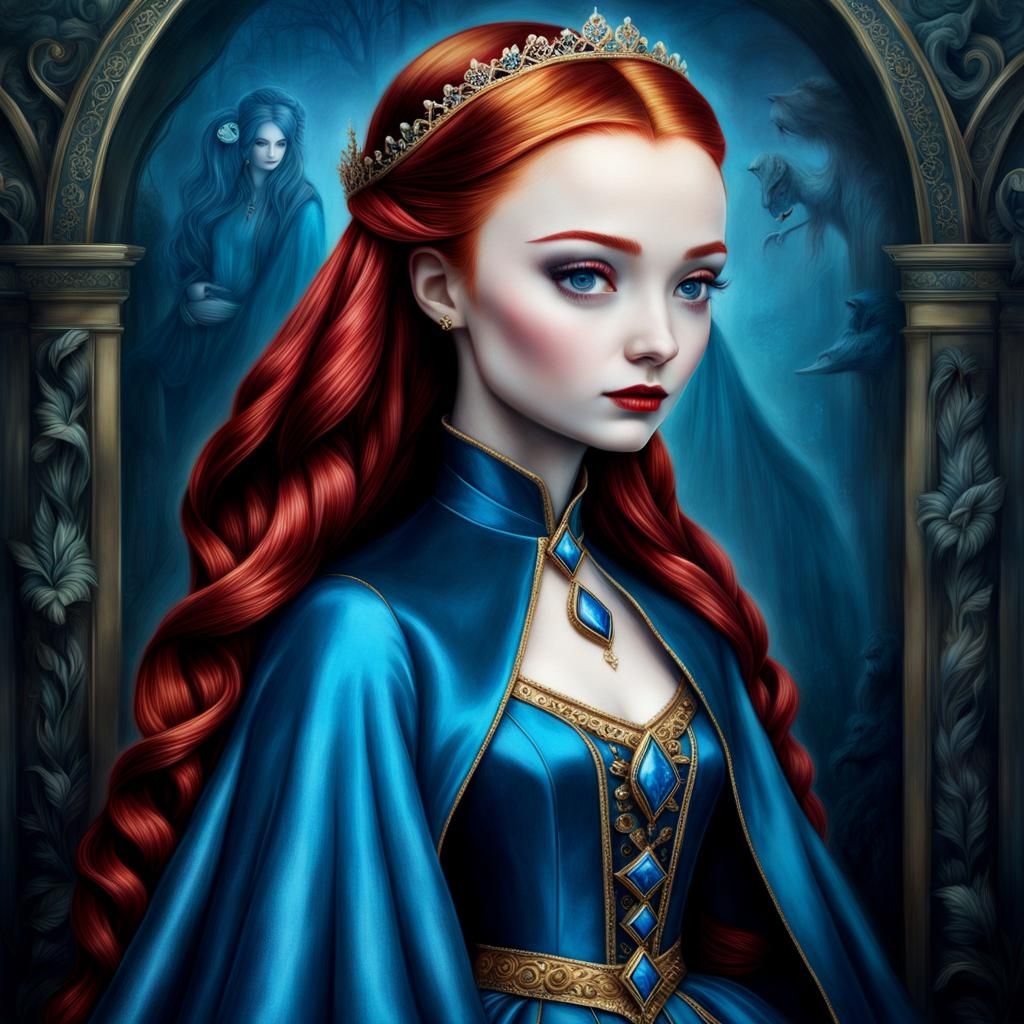 Sansa Stark Portrait in Storybook Collage Style