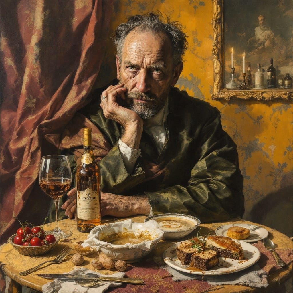 Roman Feast: Unforgiving Detail in Amber Shadows