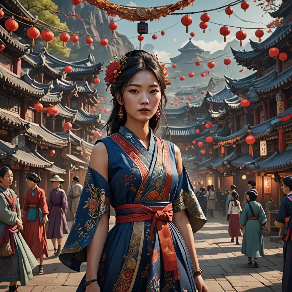 Korean Girl at Cultural Festival: Matte Painting