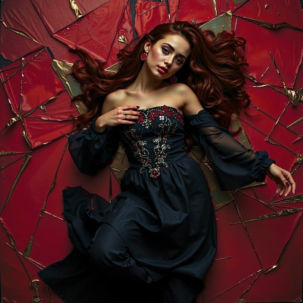 Abstract Metallic Shapes with Bold Contrasting Colors