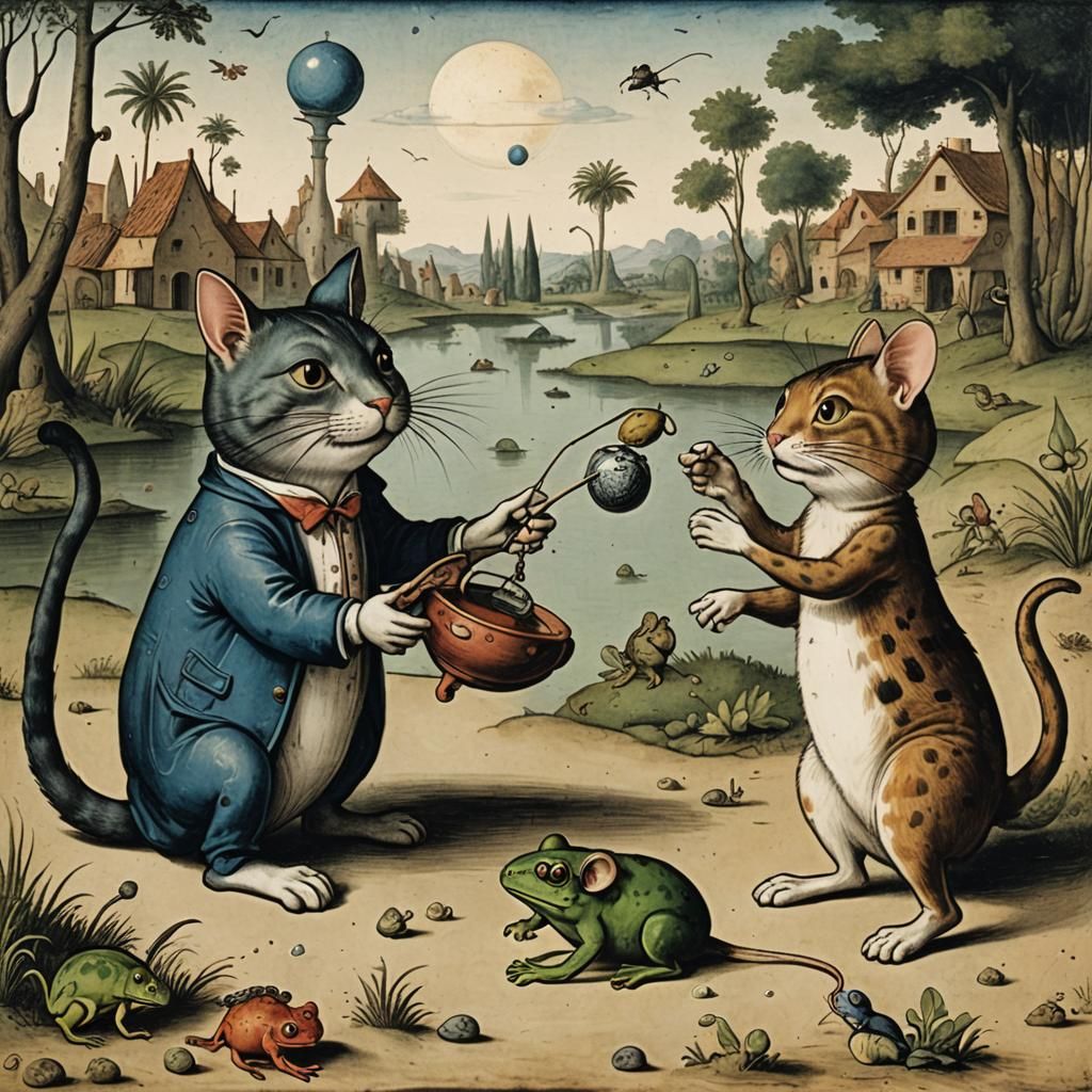 Cat Teaches Mouse to Catch Alien Frogs