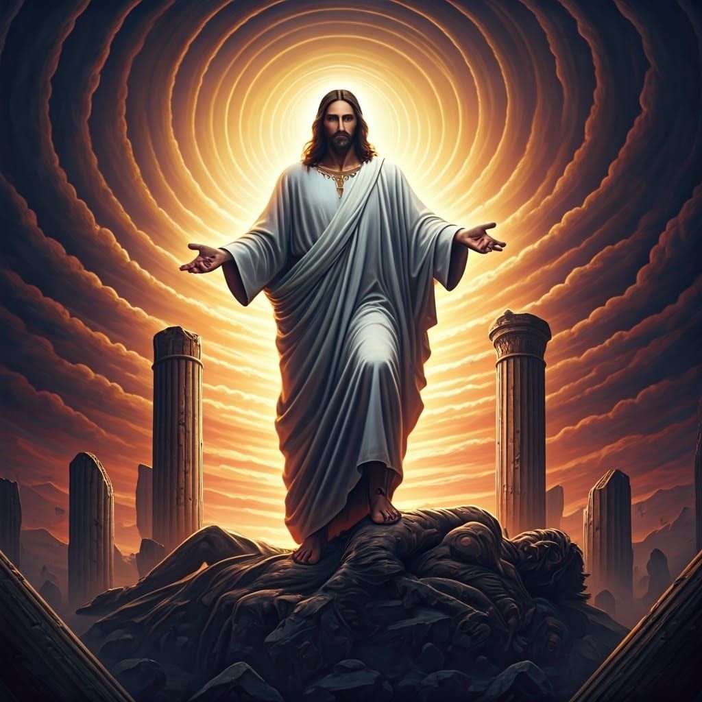 Christ Triumphant Over Baal in Apocalyptic Scene