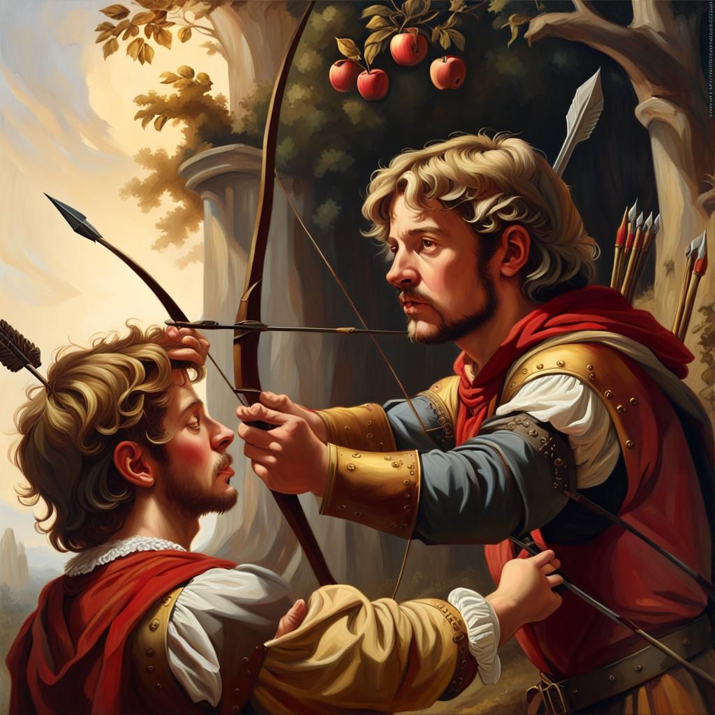 William Tell's Apple: Renaissance Oil Painting