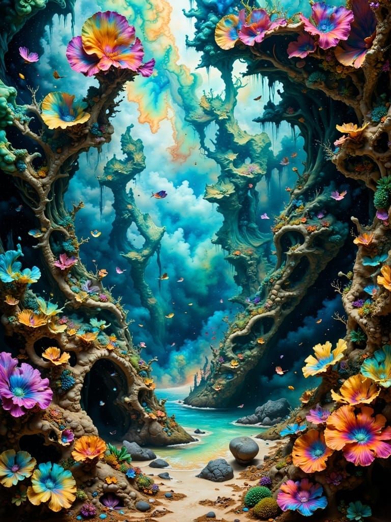 Hyperdetailed Coral Reef in Kraximalismus Style
