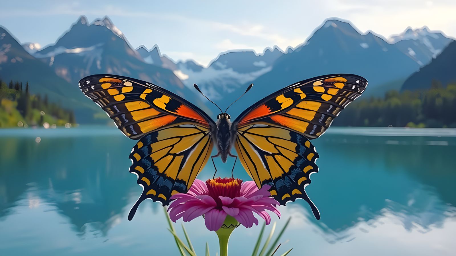 Hyperrealistic Swallowtail Butterfly on Purple Flower