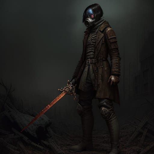 Steampunk Gasmask in Post-Apocalyptic World as Digital Art