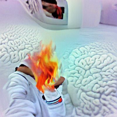 Brain Ablaze in Minimalist White Room