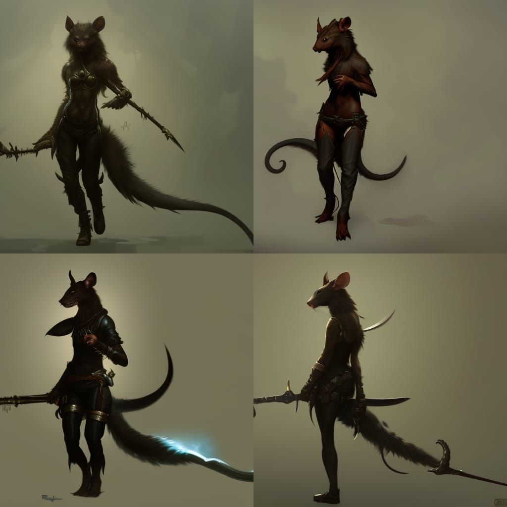 Rat Assassin Furry Girl in Dark Fantasy Style
