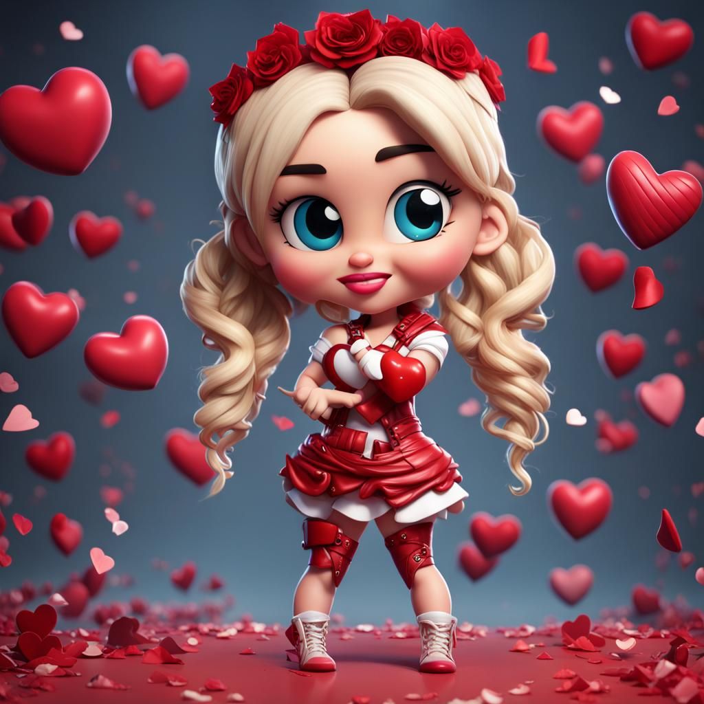 Hyperrealistic Miley Cyrus as Valentine Chibi