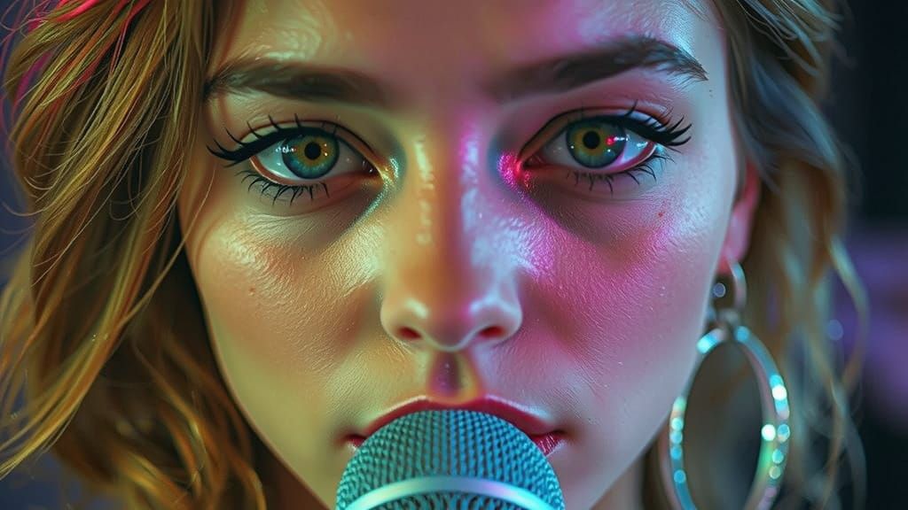 Surreal Portrait of a Female Singer in DeepDream Style