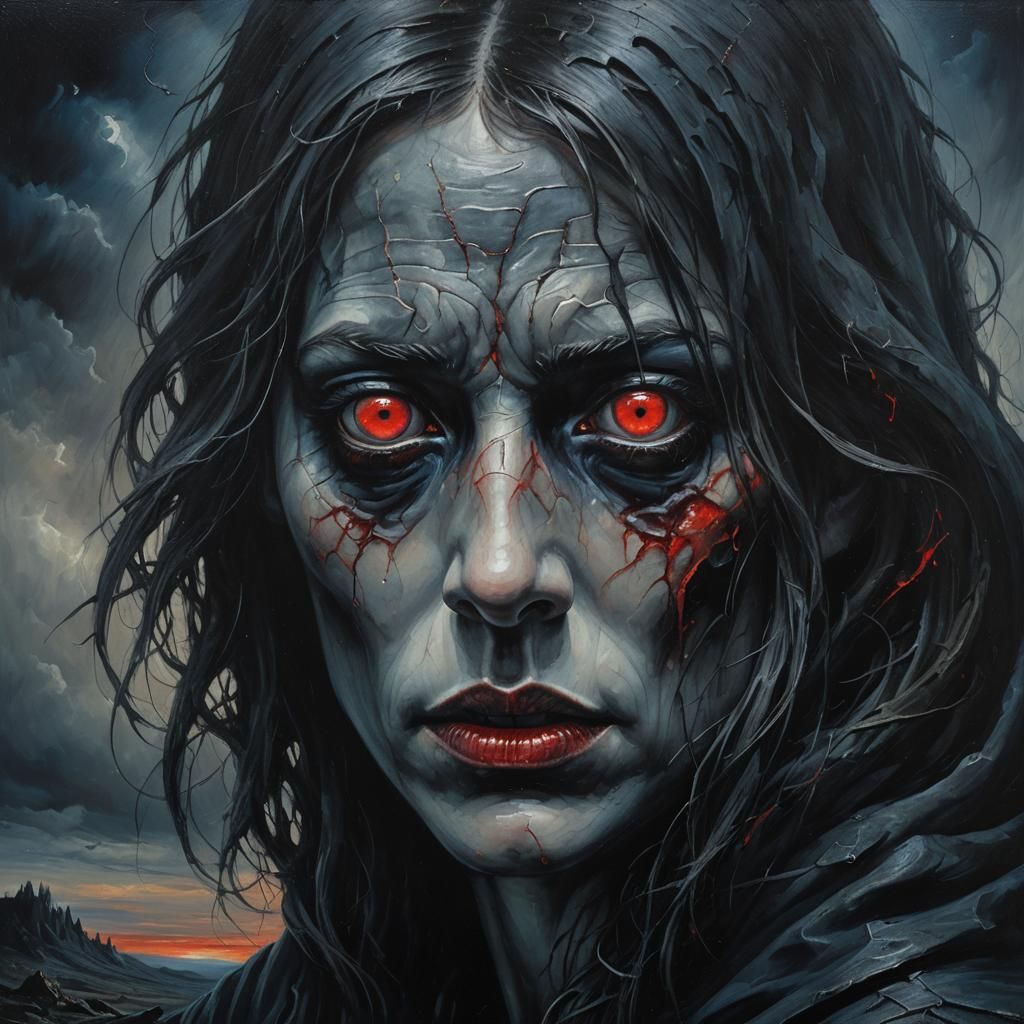 Figure Stares into Abyssal Void in Dark Surrealism